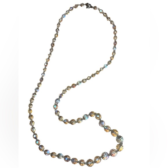 Vintage Aurora Borealis Multifaceted Crystal Beaded Necklace - Picture 3 of 4